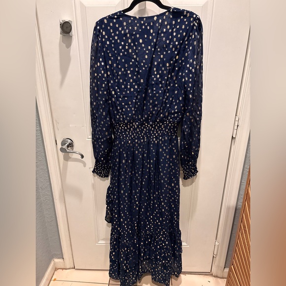 Lilly Pulitzer Dress Cristiana Midi Low Tide NavyMetallic Dobby size 12 - Picture 3 of 4